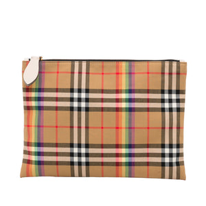 Brown Burberry Rainbow Vintage Check Pouch Clutch Bag