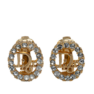 Gold Dior Rhinestone Clip-On Earrings - Designer Revival
