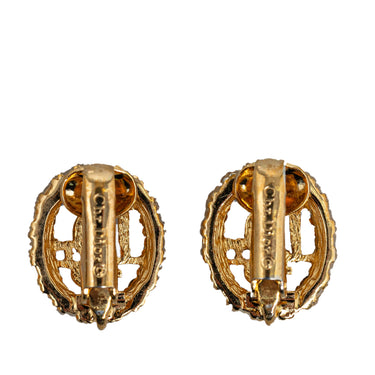 Gold Dior Rhinestone Clip-On Earrings - Designer Revival