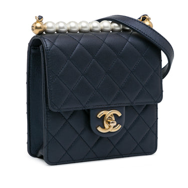 Blue Chanel Small Chic Pearls Flap Bag - Designer Revival