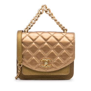 Gold Chanel Mini Chain Handle Flap Satchel - Designer Revival