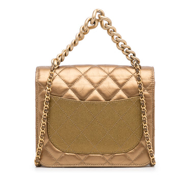 Gold Chanel Mini Chain Handle Flap Satchel - Designer Revival