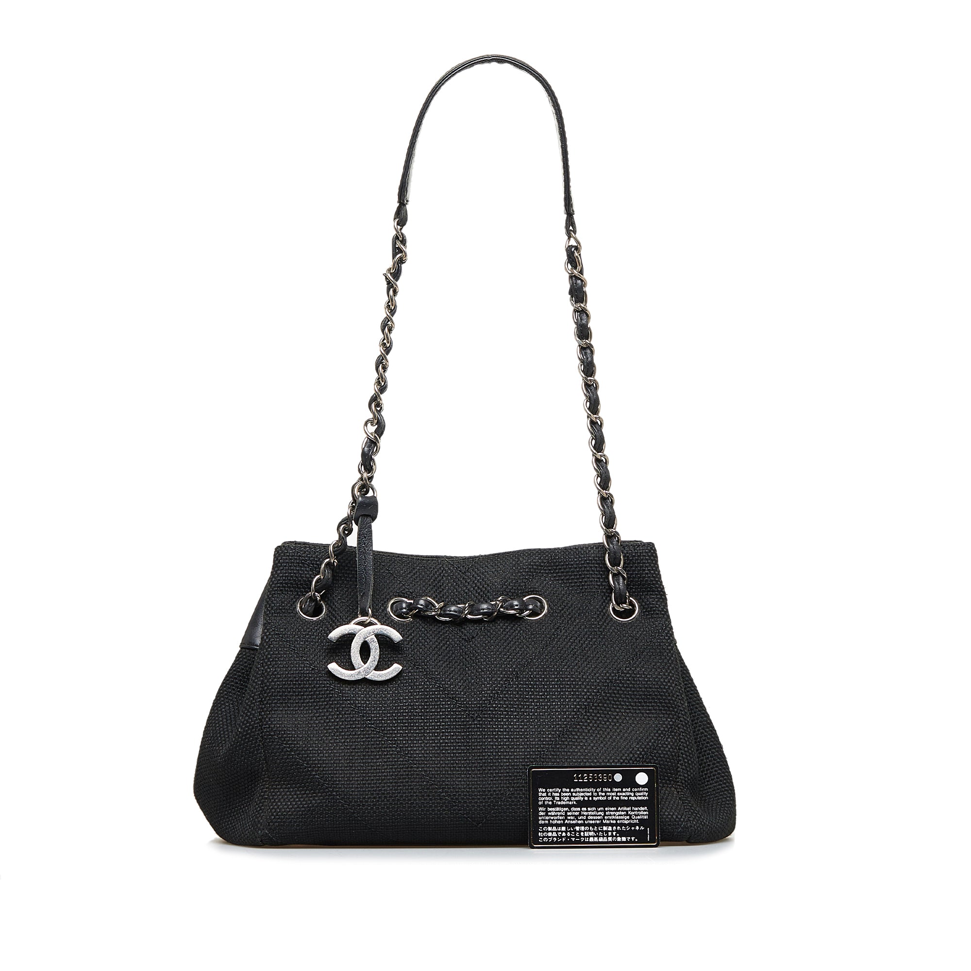 Cra-wallonieShops Revival  Black Chanel Chevron Shoulder Bag
