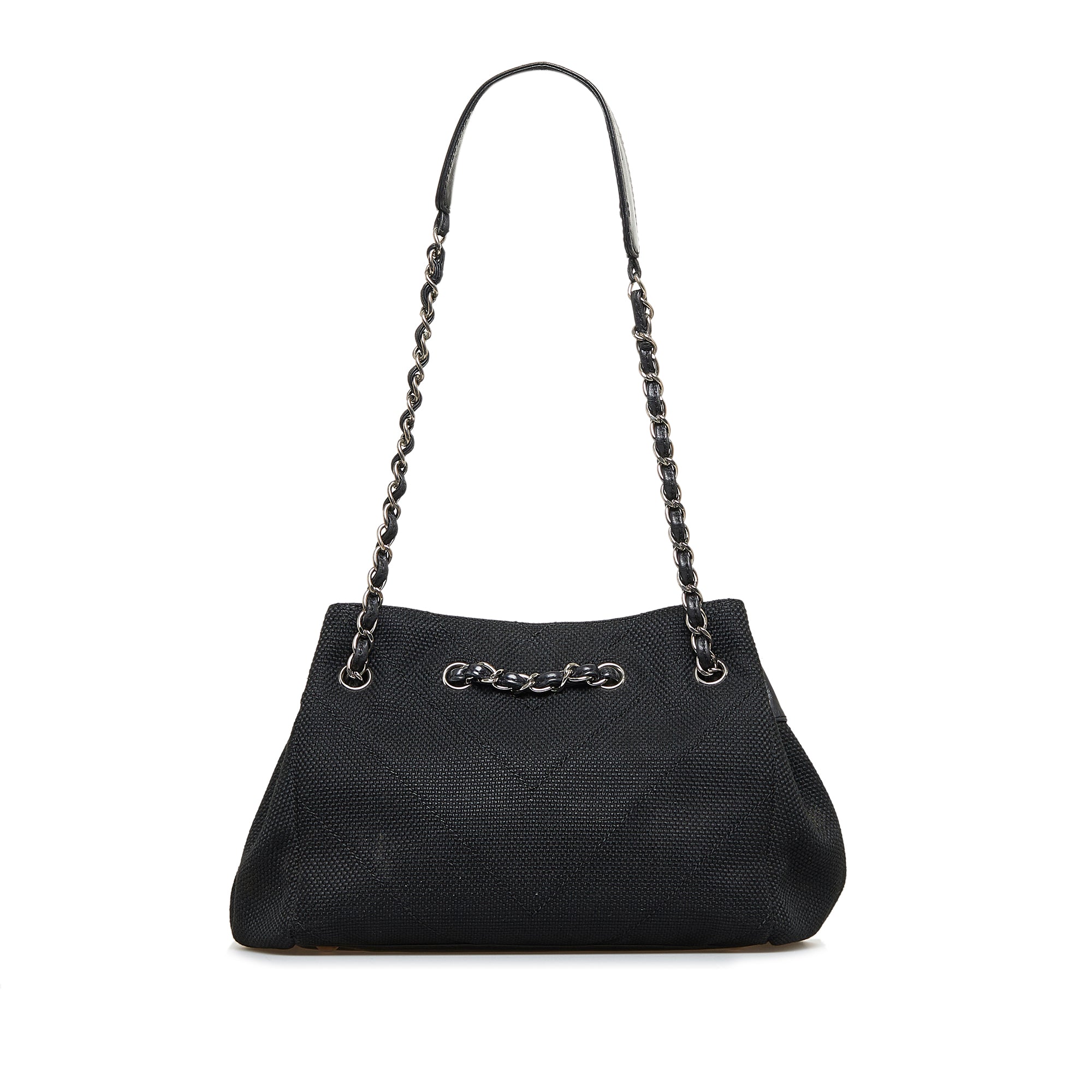 CHANEL, Bags, Chanel Lambskin Chevron Drawstring Bag Black