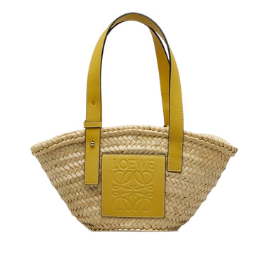 Yellow Loewe Anagram Raffia Tote Bag