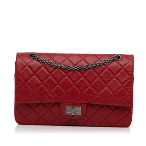 Red Chanel Reissue 2.55 Aged Calfskin Double Flap 227 Shoulder Bag
