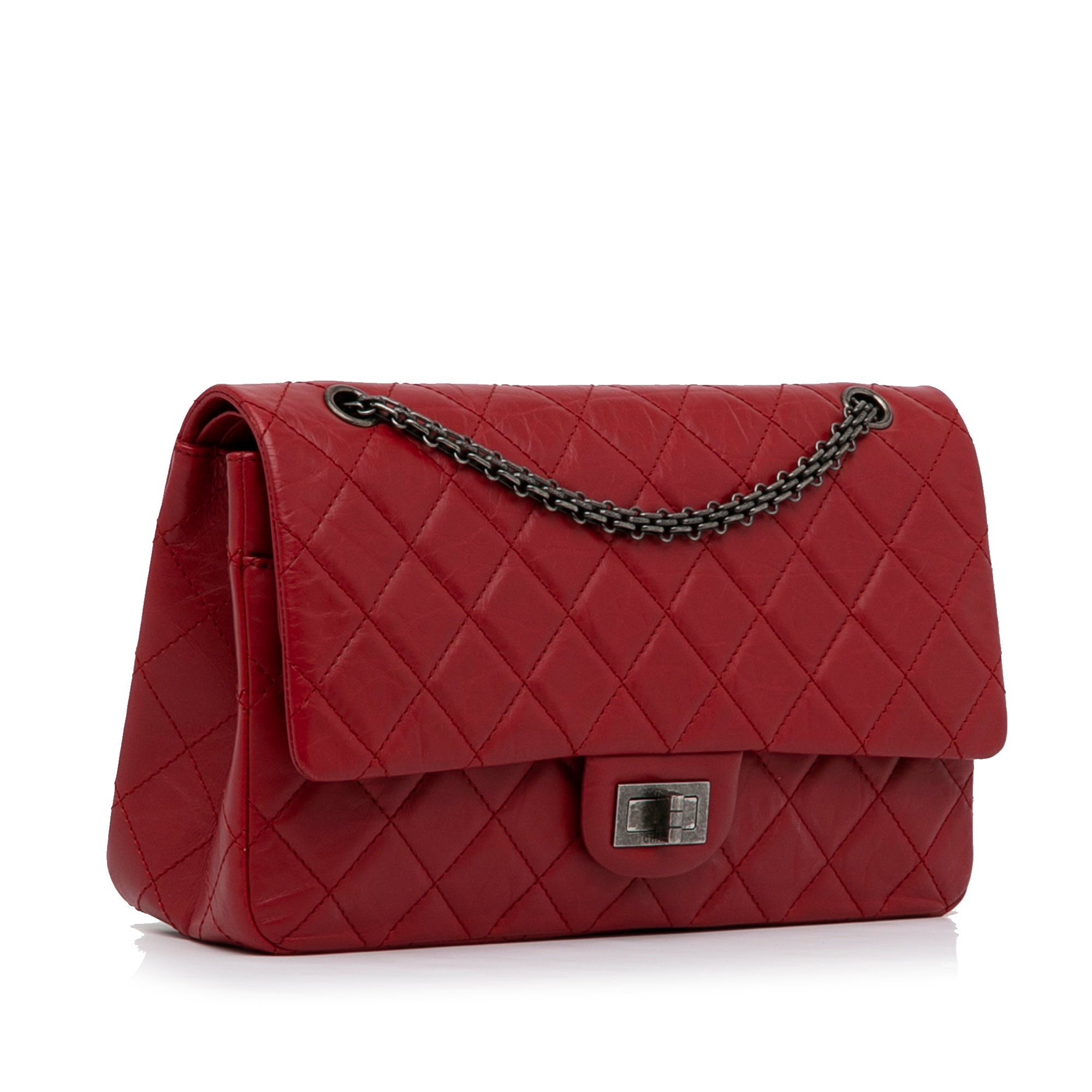 Red Chanel Reissue 2.55 Aged Calfskin Double Flap 227 Shoulder Bag, CHANEL  Deauville Line Caviar Skin Studs Mini Black AP0793