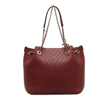 Burgundy Chanel Perforated Caviar Leather Tote Bag - Designer Revival