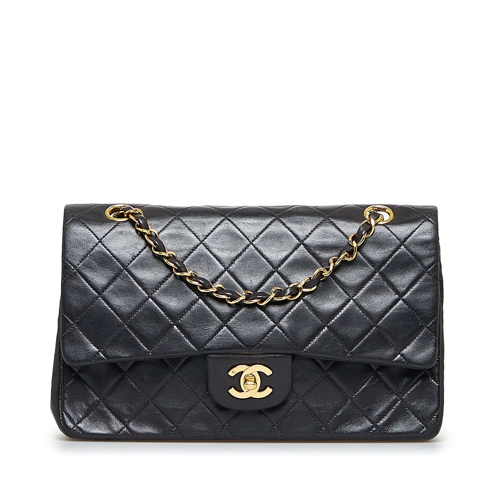 Chanel Classic Double Flap Bag Quilted Lambskin Medium Black 