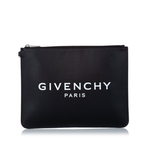 Black Givenchy Logo Leather Clutch Bag