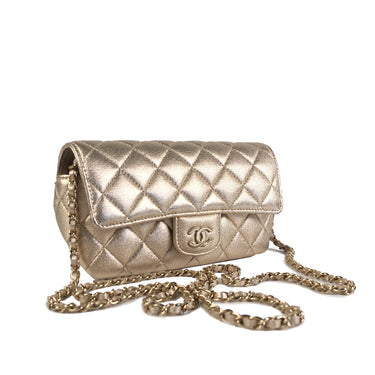 Gold Chanel Lambskin Classic Glasses Case on Chain Crossbody Bag - Designer Revival