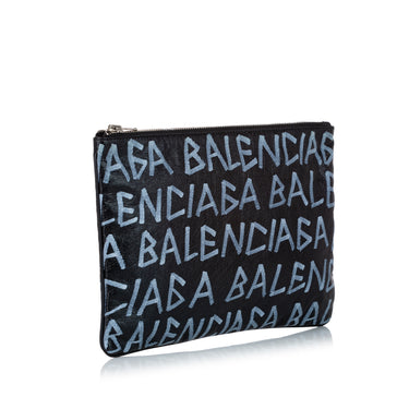 Black Balenciaga Leather Clutch Bag - Designer Revival