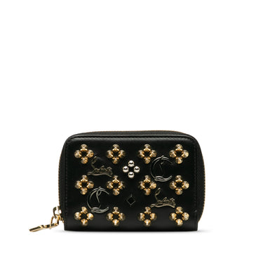 Black Christian Louboutin Studded Leather Coin Pouch - Designer Revival