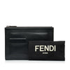 Black Fendi FF Leather Zip Clutch