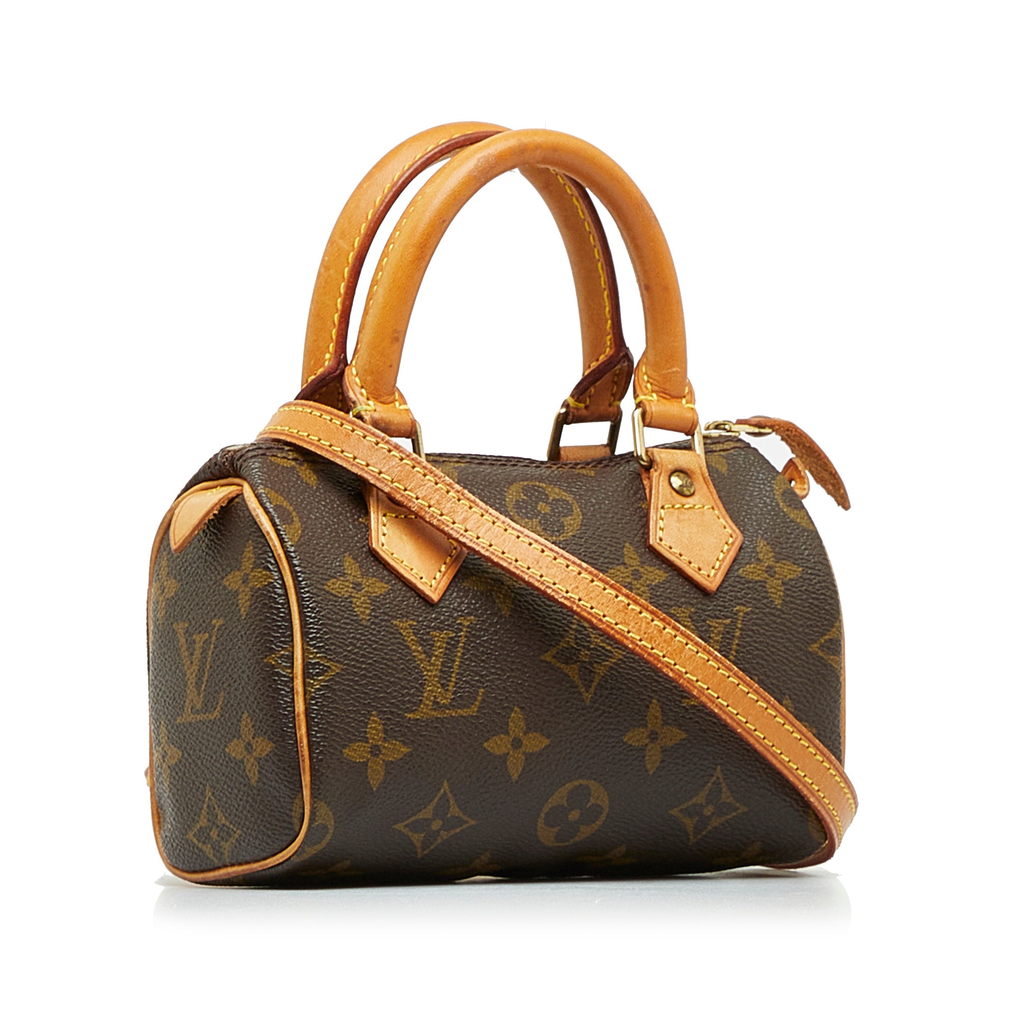 Nano speedy / mini hl leather handbag Louis Vuitton Brown in