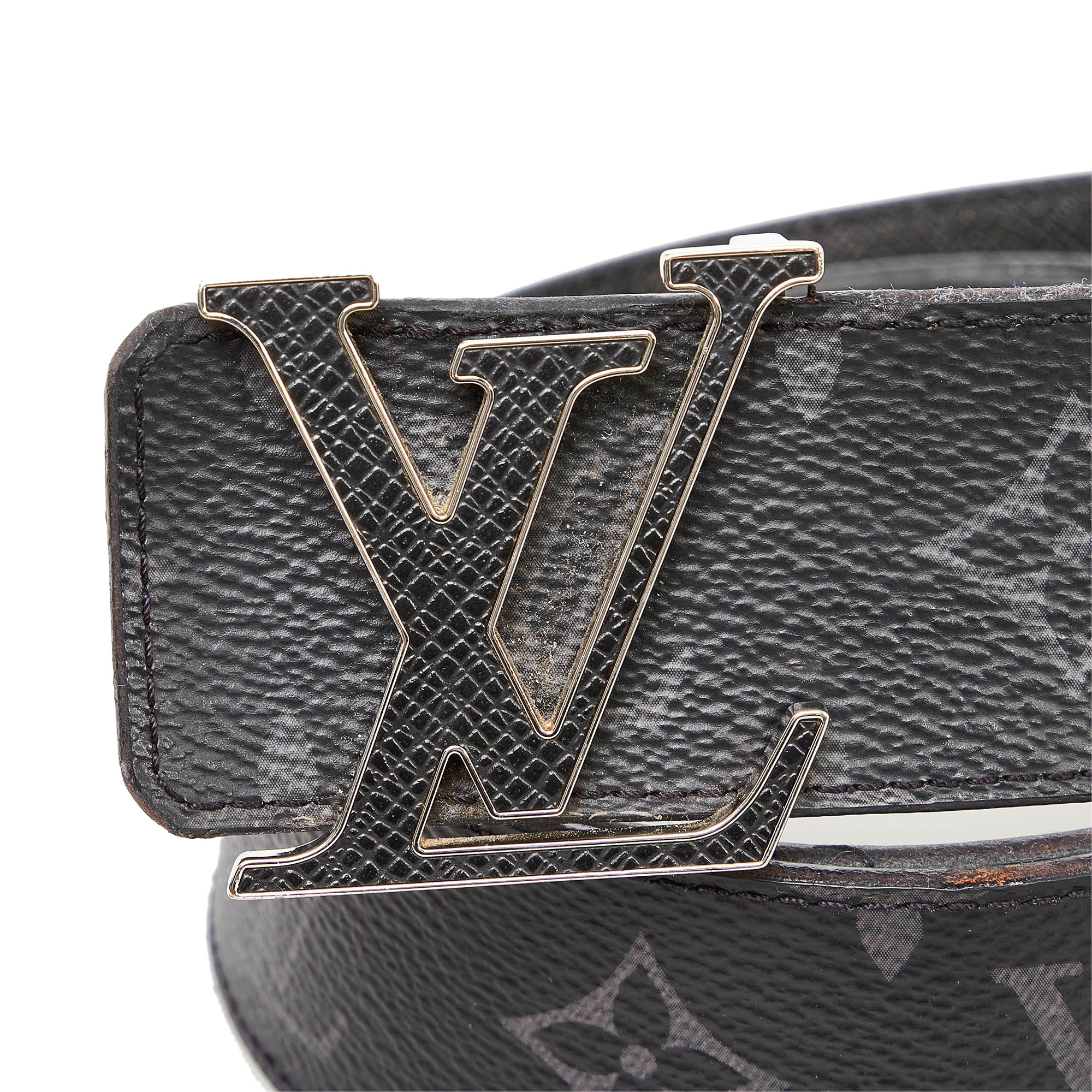 Louis Vuitton Sunset Initiales Monogram Eclipse Belt Black Buckle Size  90/36