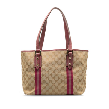 Beige & Pink Gucci GG Canvas Jolicoeur Handbag - Designer Revival