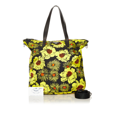 Yellow Prada Tessuto Stampato Satchel Bag - Designer Revival