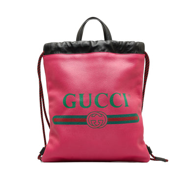 Pink Gucci Gucci Logo Backpack - Designer Revival