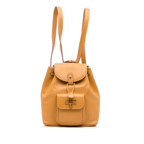 Brown Gucci Mini Bamboo Leather Backpack