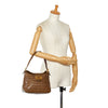 Brown Fendi Crystal Zucchino Double Flap Shoulder Bag