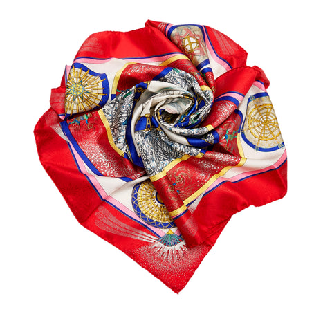 Red Hermes Feux D'Artifice Scarf Scarves
