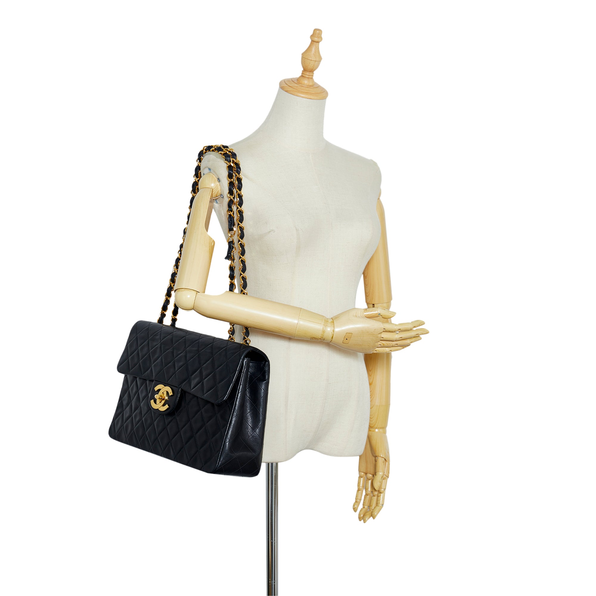 Black Chanel Jumbo XL Classic Lambskin Maxi Single Flap Shoulder Bag