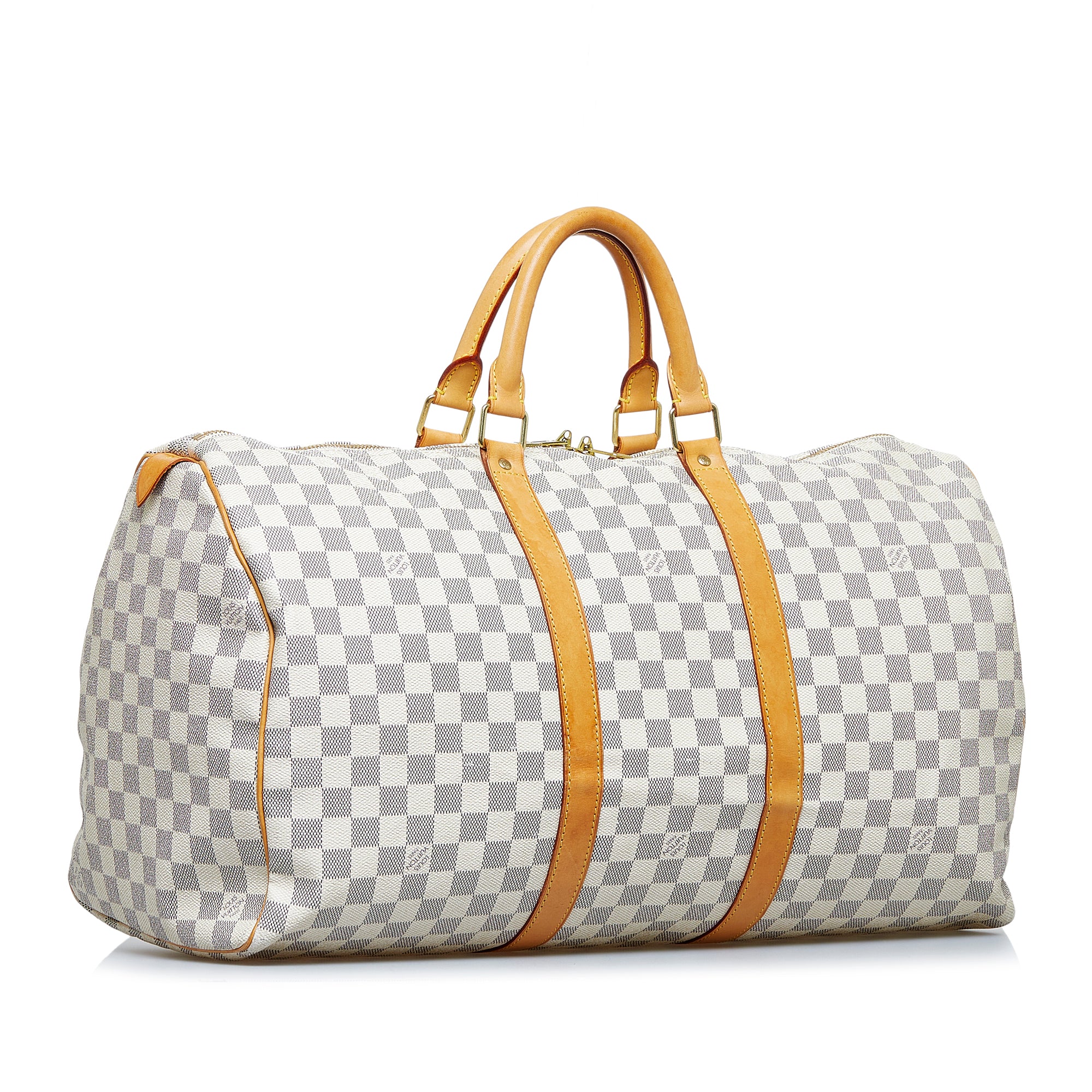 White Louis Vuitton Damier Azur Keepall 50 Travel Bag
