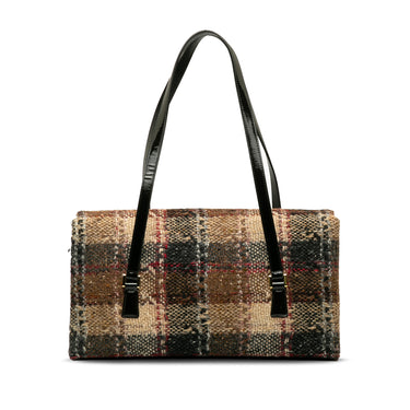 Brown Burberry Plaid Tweed Shoulder Bag - Designer Revival