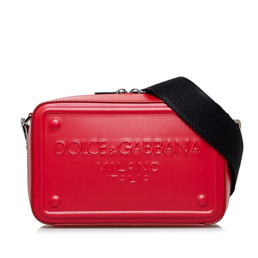 Red Dolce&Gabbana Embossed Logo Crossbody Bag - Designer Revival