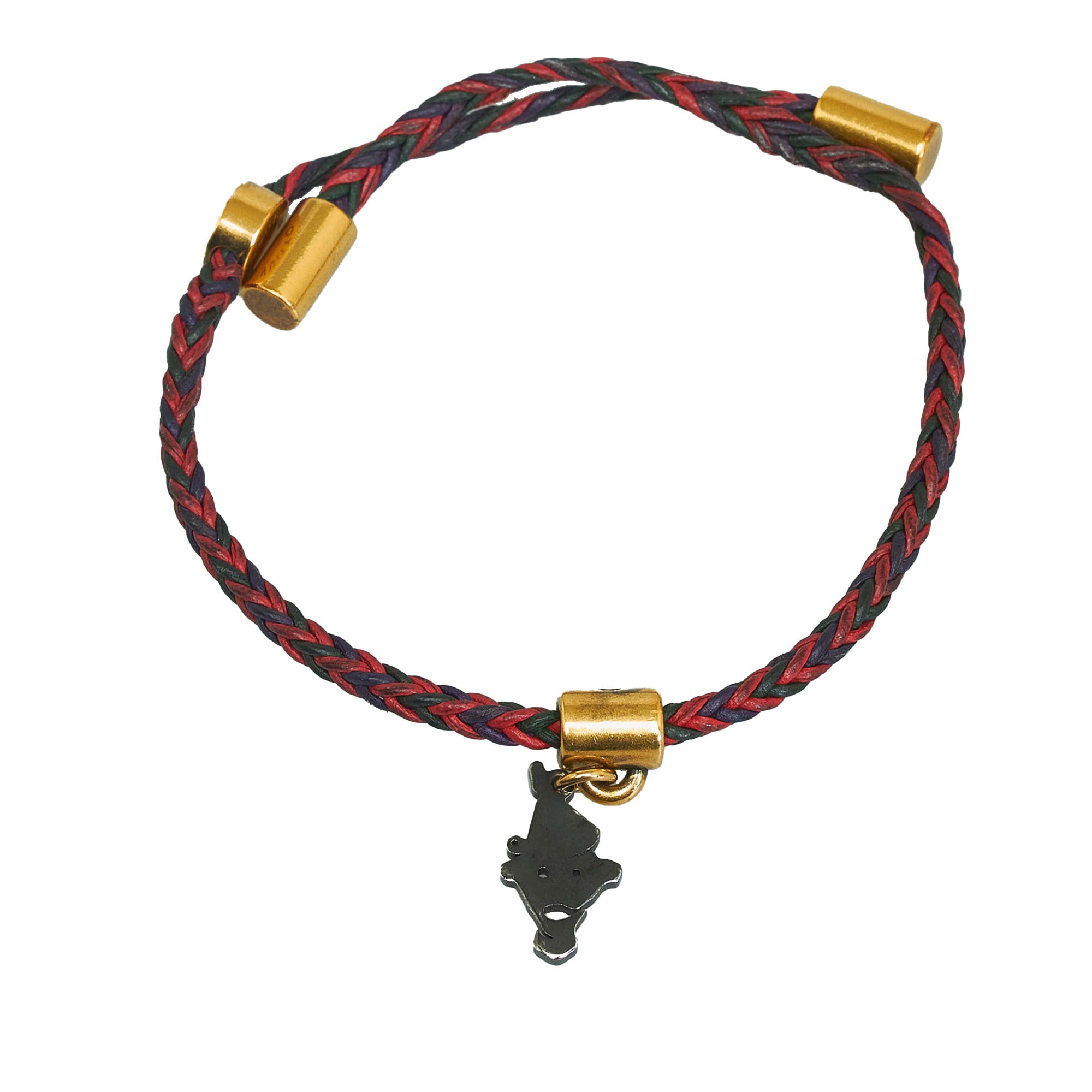 Louis Vuitton Vintage Black & Goldtone Twist-Lock Leather Bracelet