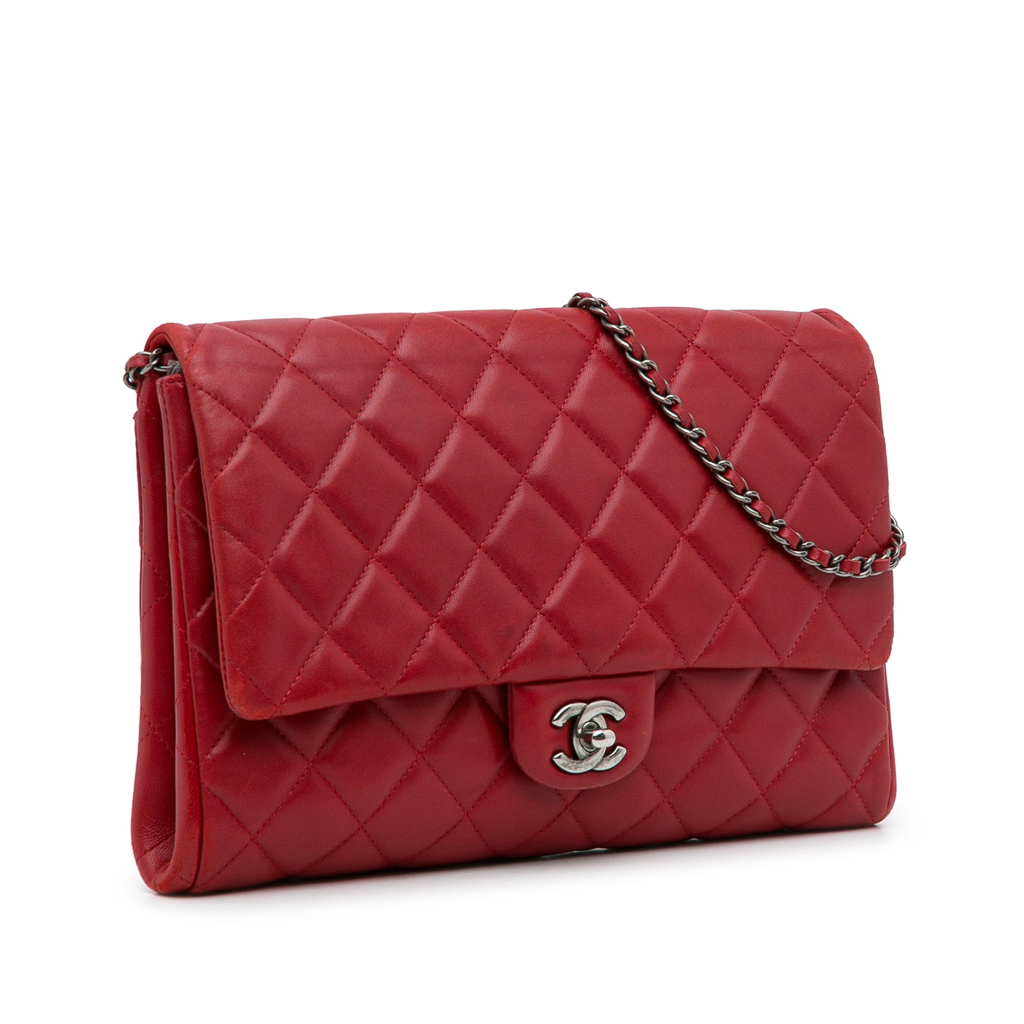 Red Chanel Classic Flap Chain Clutch Shoulder Bag – Designer Revival