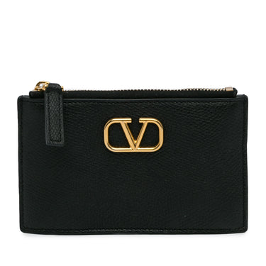 Black Valentino Leather Cardholder Card Holder - Designer Revival