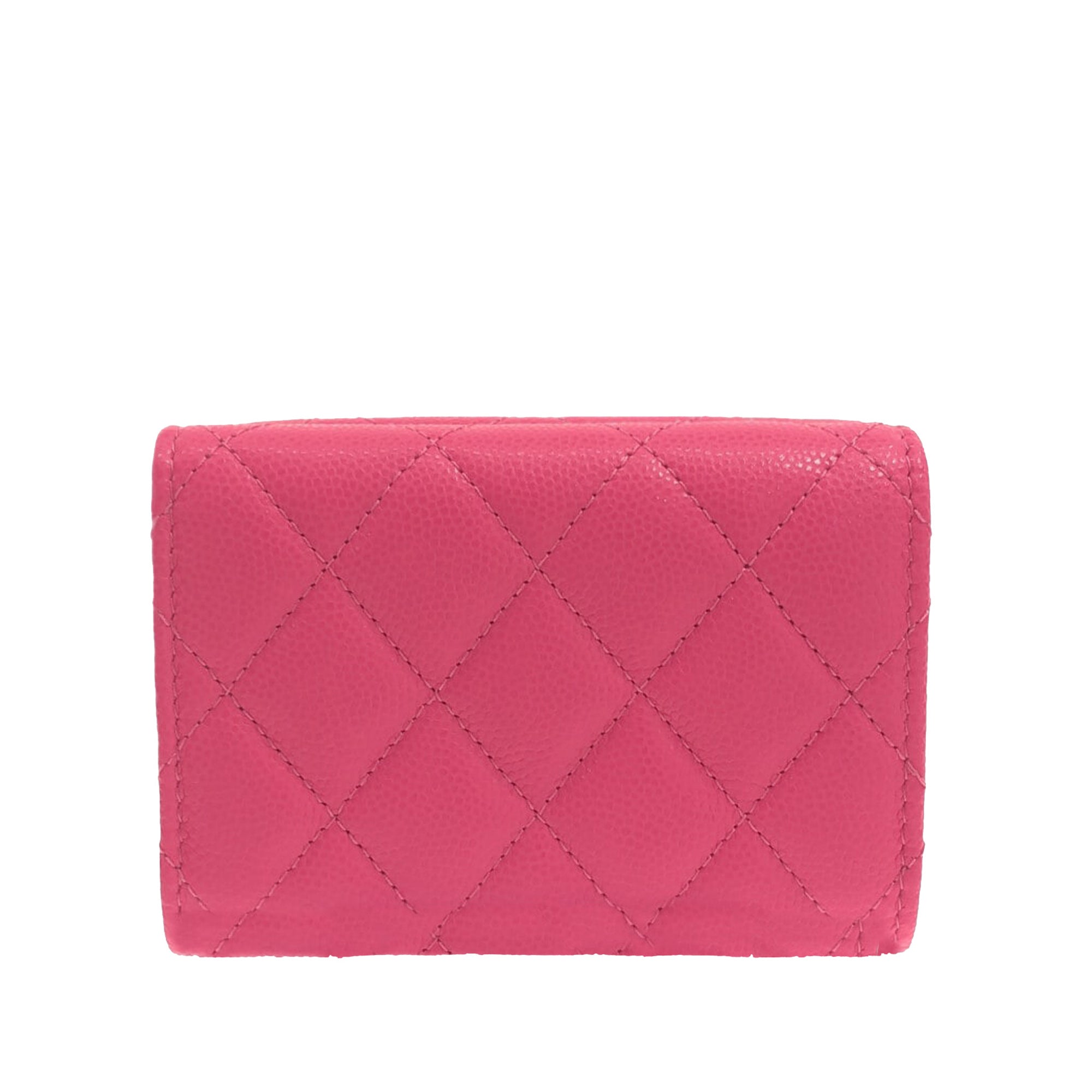 Pink Chanel CC Caviar Zip Around Wallet
