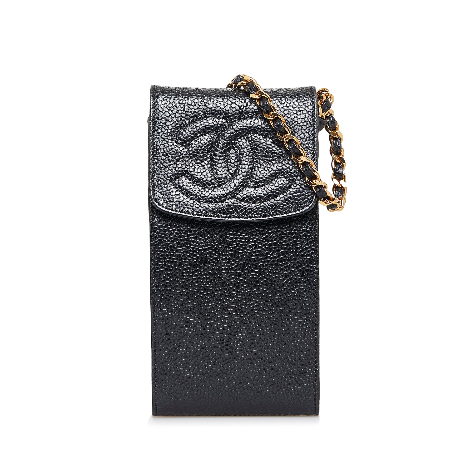 Chanel Vintage Chanel Black Caviar Leather IPhone Cigarette Case 
