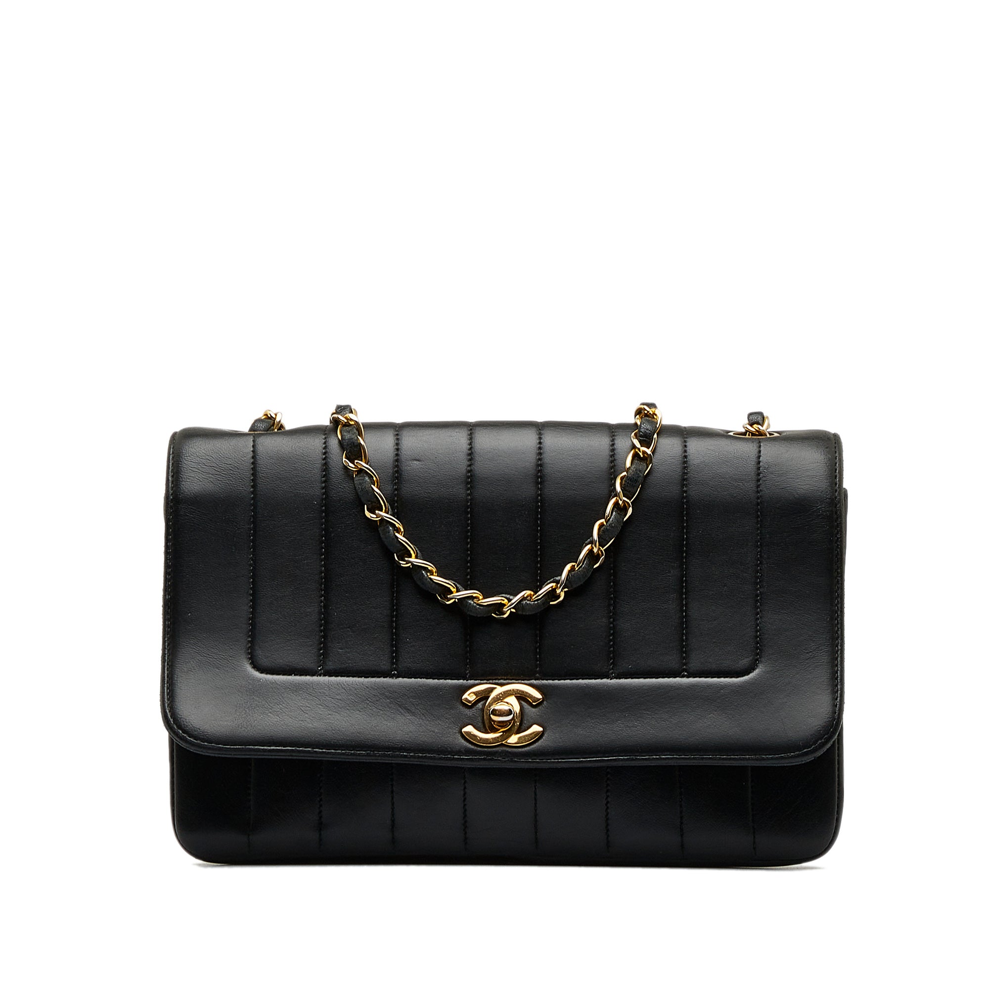 Black Chanel Lambskin Vertical Border Flap Crossbody Bag – Designer Revival