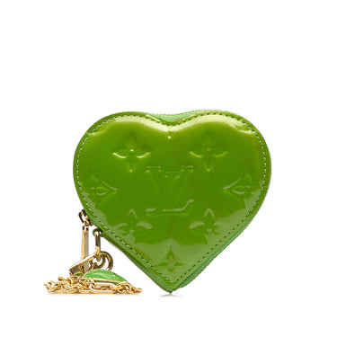 Green Louis Vuitton Monogram Vernis Heart Coin Pouch - Designer Revival