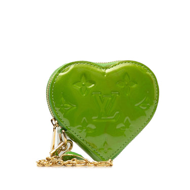 Green Louis Vuitton Monogram Vernis Heart Coin Pouch - Designer Revival