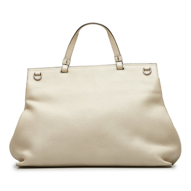 Beige Gucci Bamboo Daily Satchel - Designer Revival
