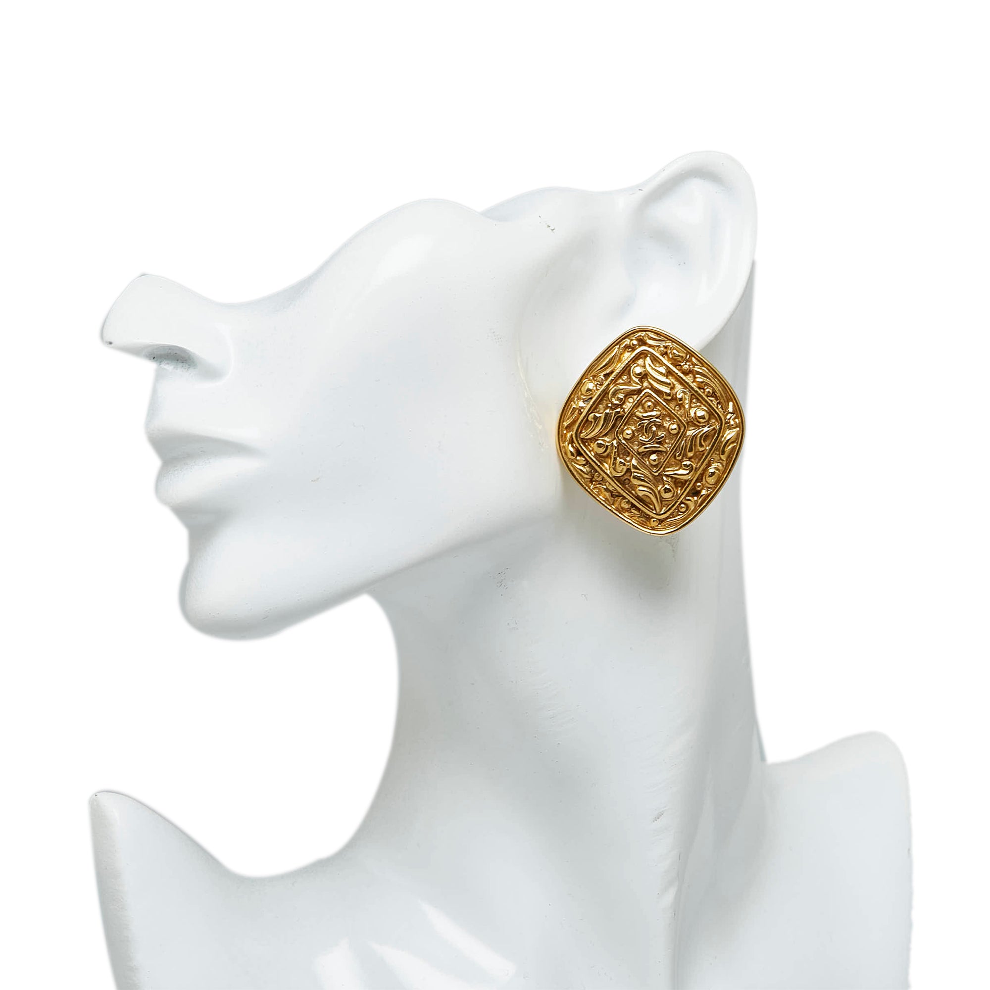 Chanel Gold CC Medallion Clip On Earrings (Pre-Loved)