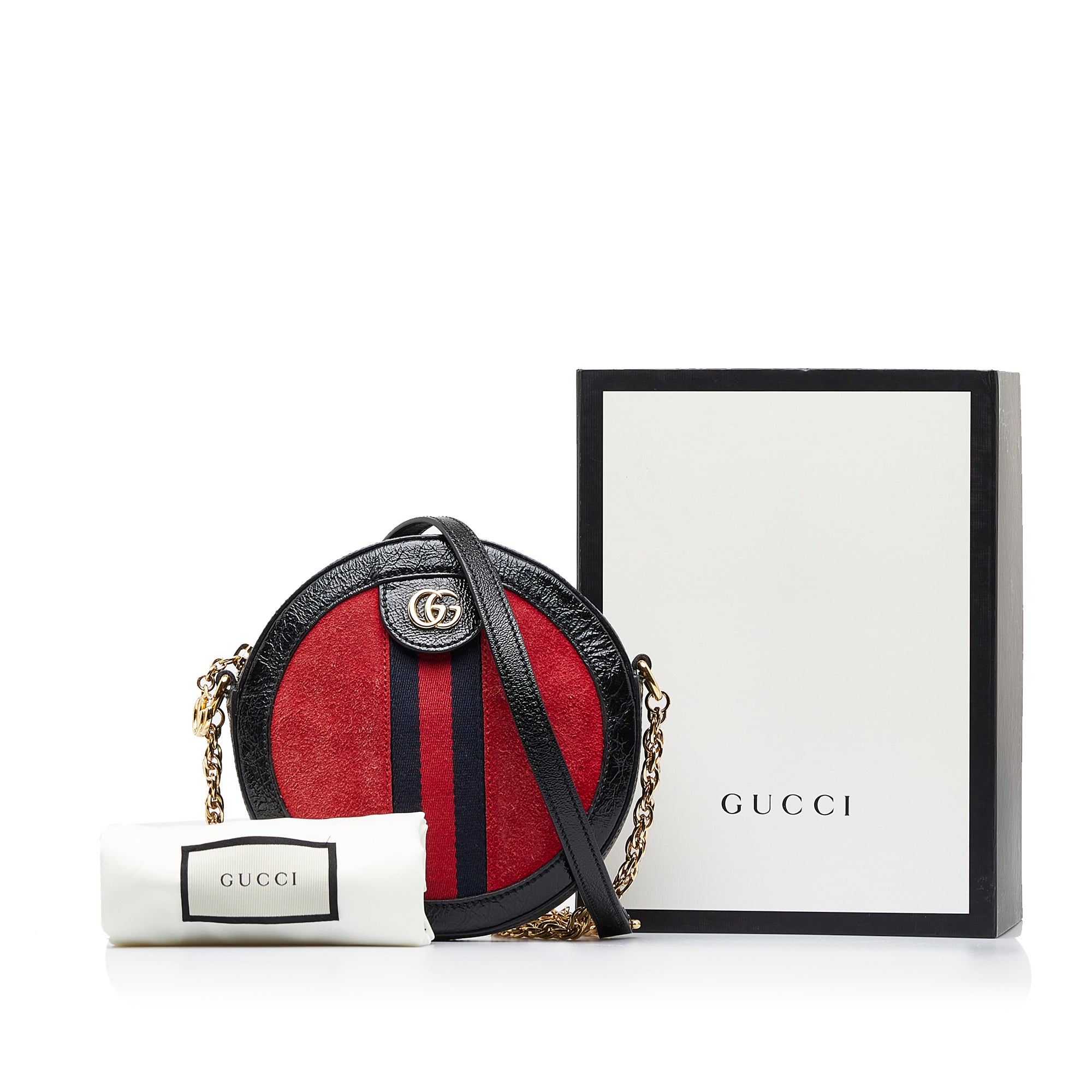 Gucci GG Velvet Round Shoulder Bag in Red