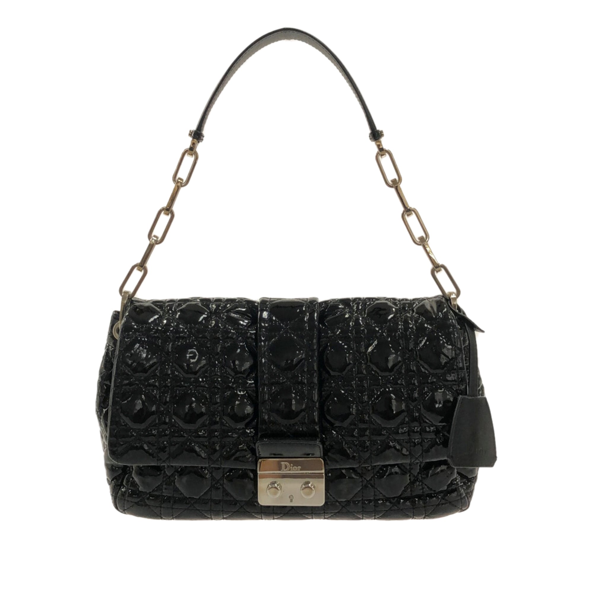 Black Dior Cannage New Lock Patent Leather Flap Bag – Designer Revival