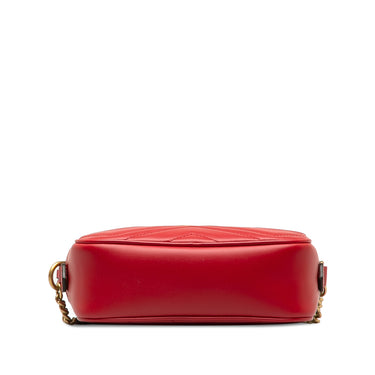 Red Gucci Mini GG Marmont Matelasse Crossbody Shoulder Bag - Designer Revival