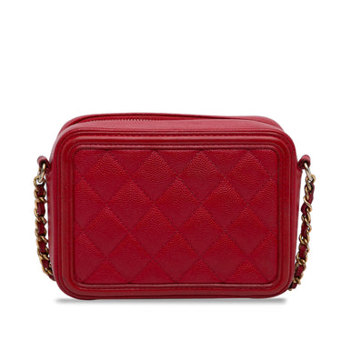 Red Chanel Mini CC Filigree Caviar Vanity Crossbody - Designer Revival