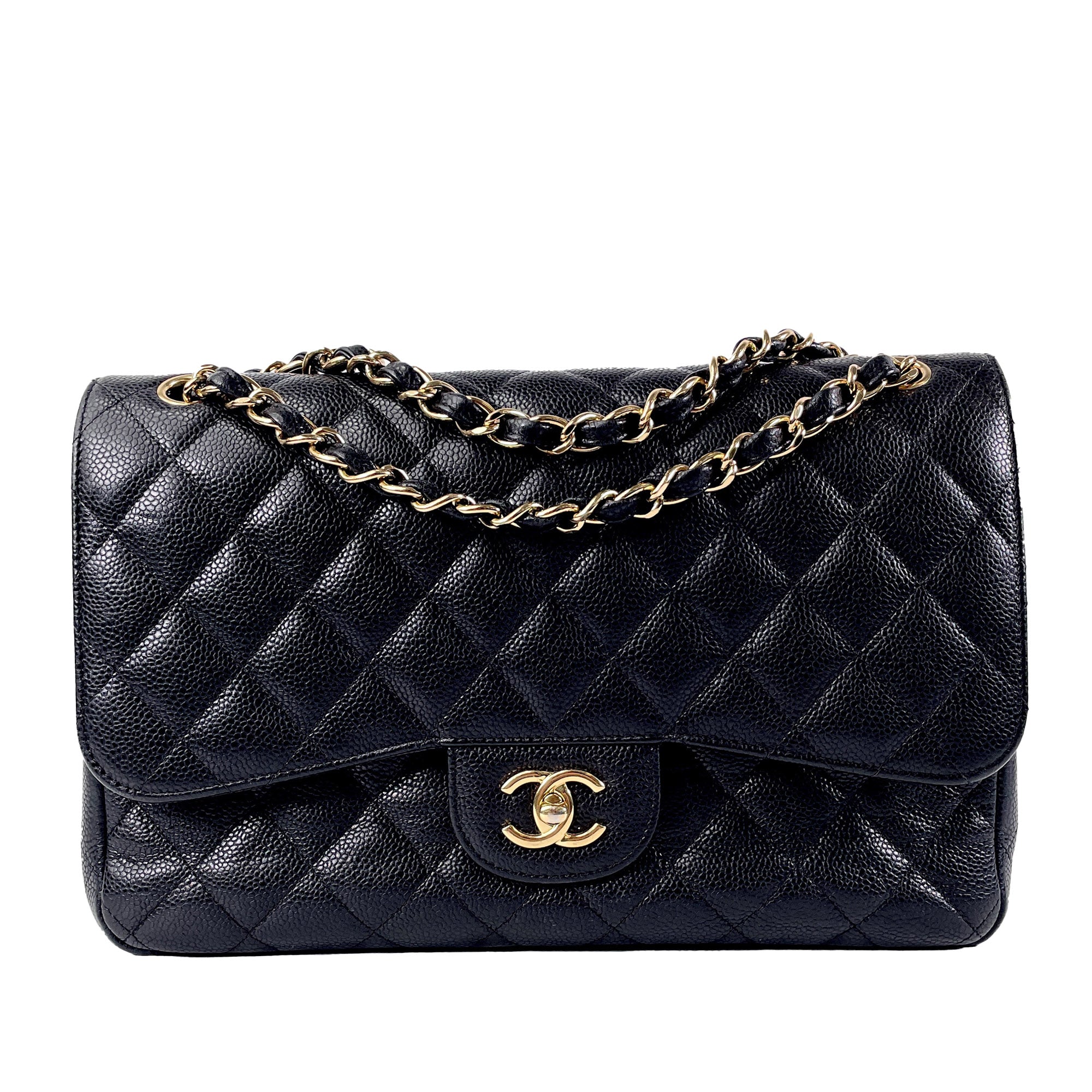 Black Chanel Jumbo Classic Caviar Double Flap Shoulder Bag – Designer  Revival