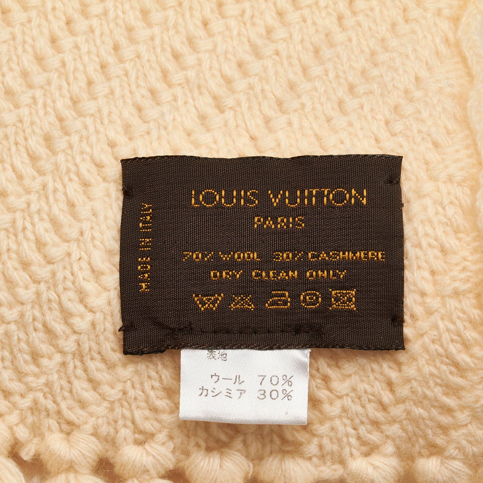 Louis Vuitton LV Essential Shine Scarf Beige Wool