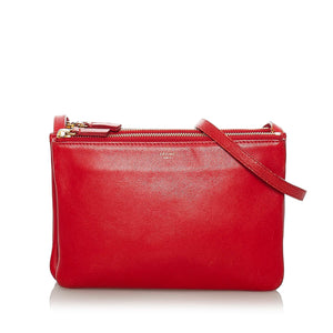 Red Celine Trio Leather Crossbody Bag
