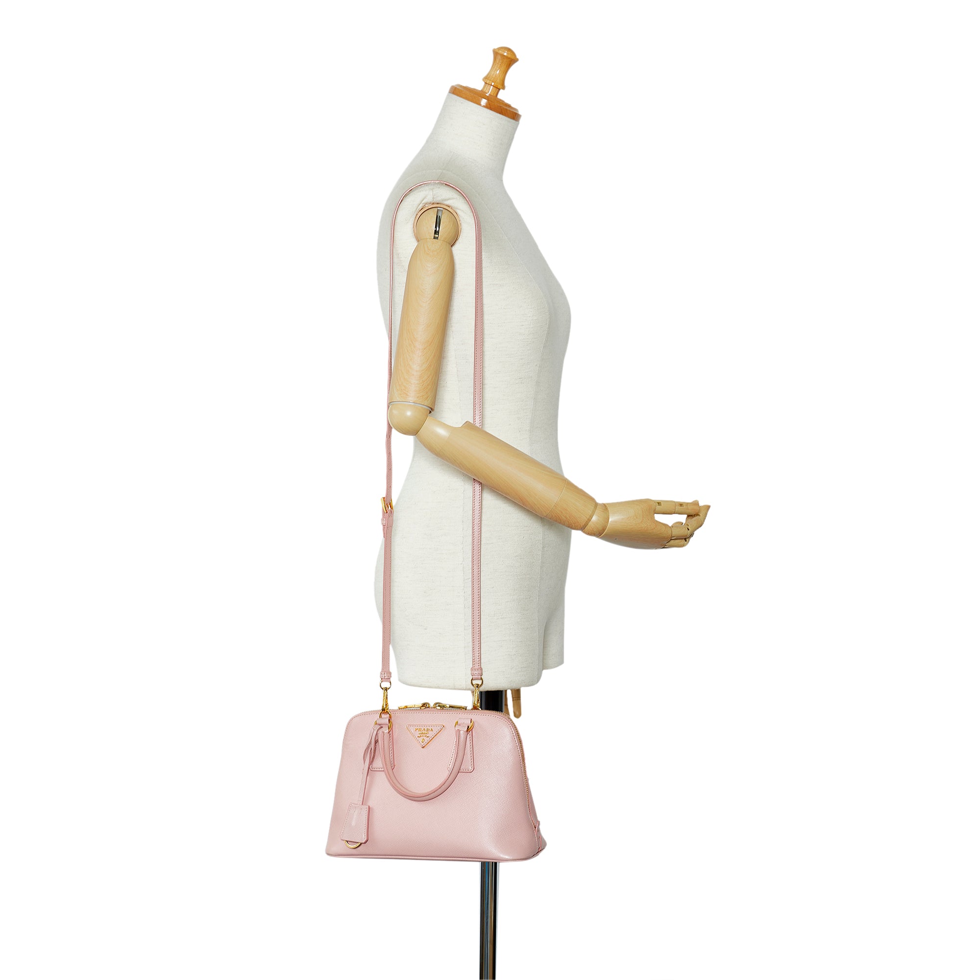 Prada Small Saffiano Lux Promenade Shoulder Bag - Pink Handle Bags, Handbags  - PRA854113