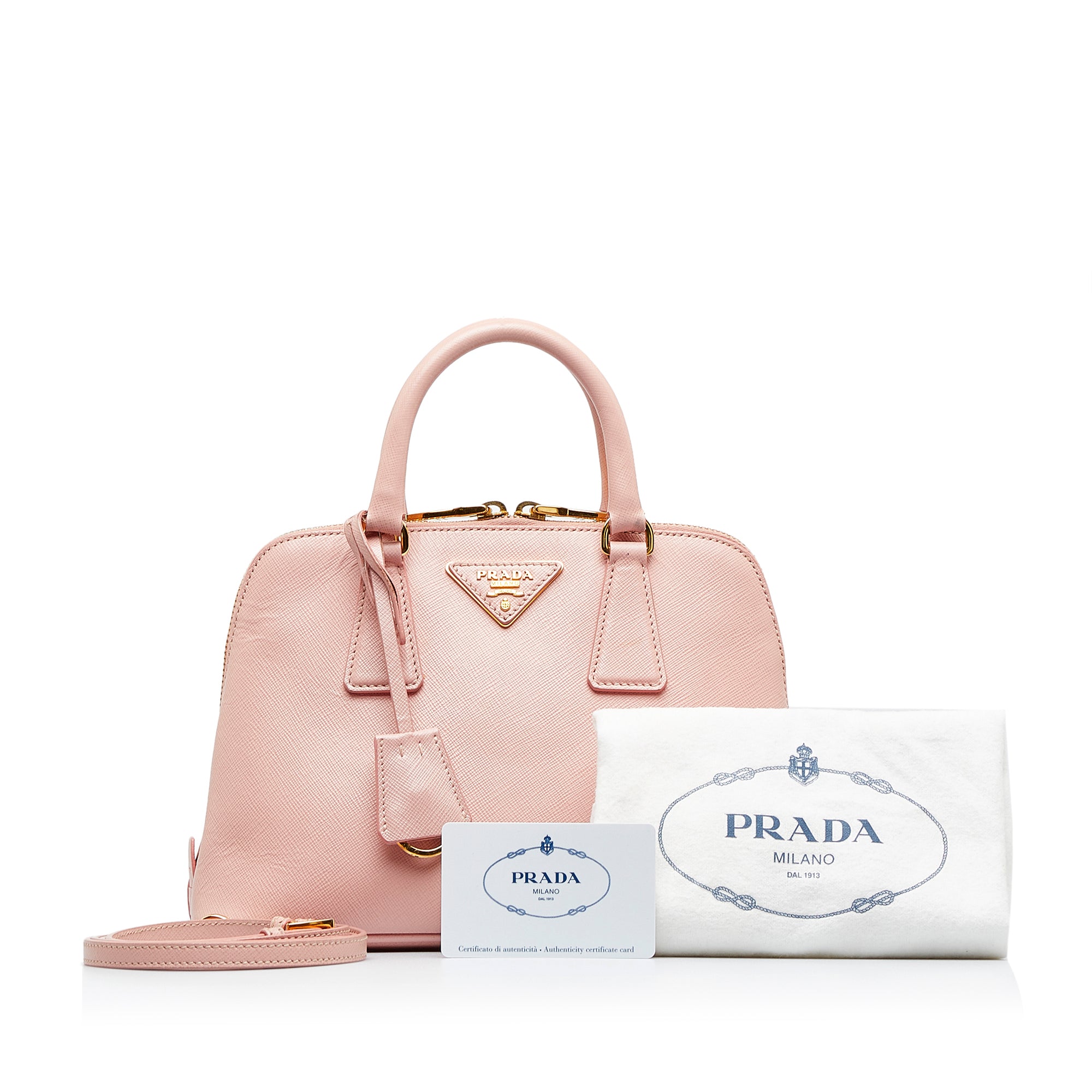 Pink Prada Small Saffiano Lux Promenade Satchel