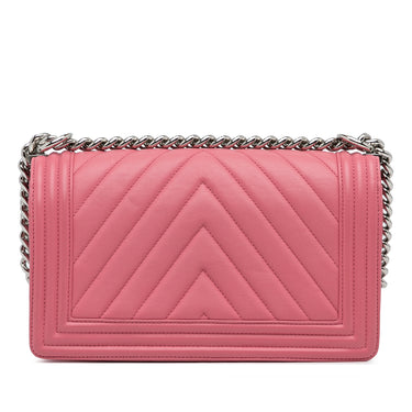 Pink Chanel Medium Chevron Boy Flap Crossbody Bag - Designer Revival